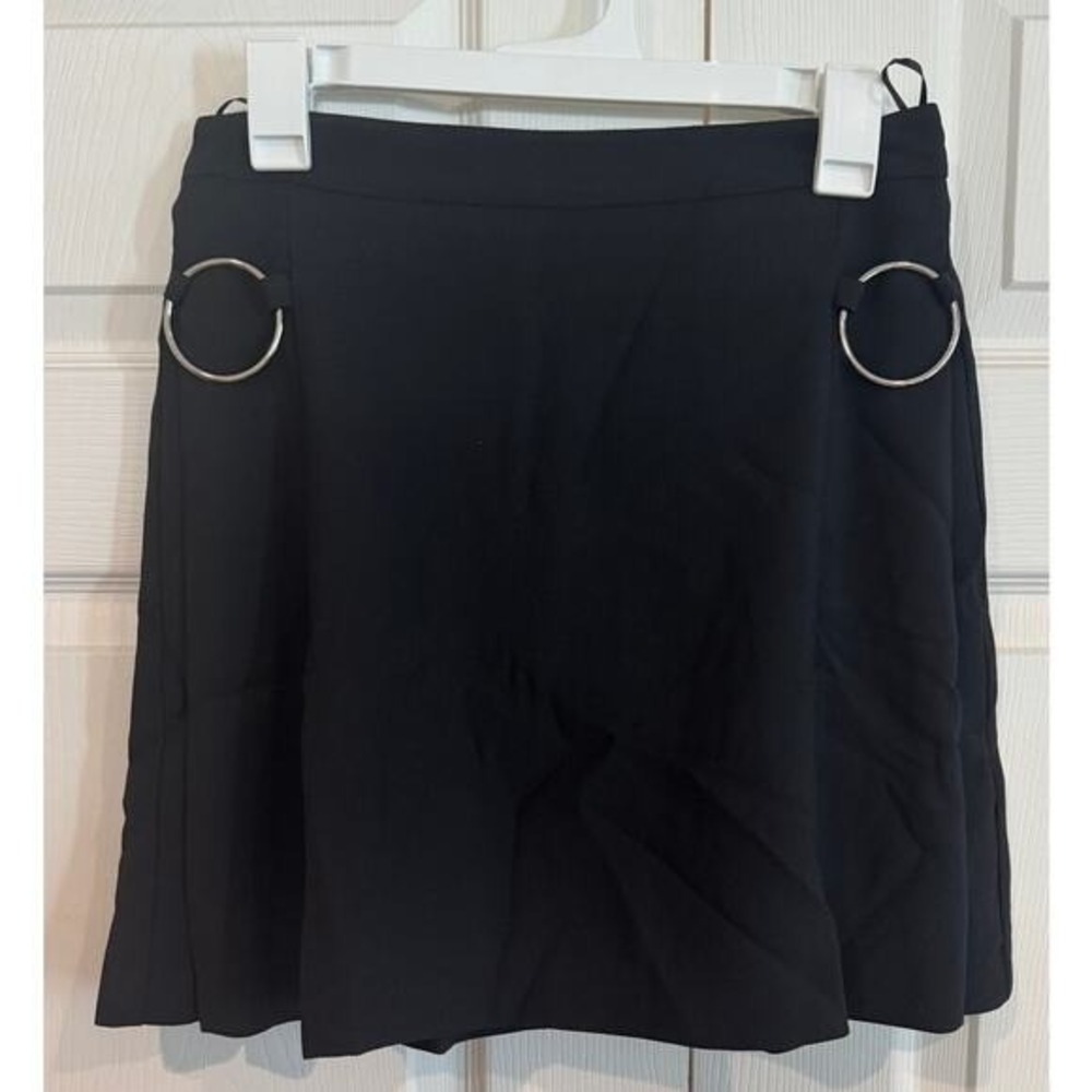 Supertrash NEW Womens Black Mini Skirt Silver O-Ring Edgy Goth Punk Party Mod